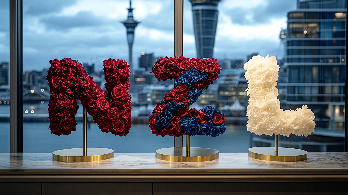 Rose Sculptures for New Zealand – Black, White & Red