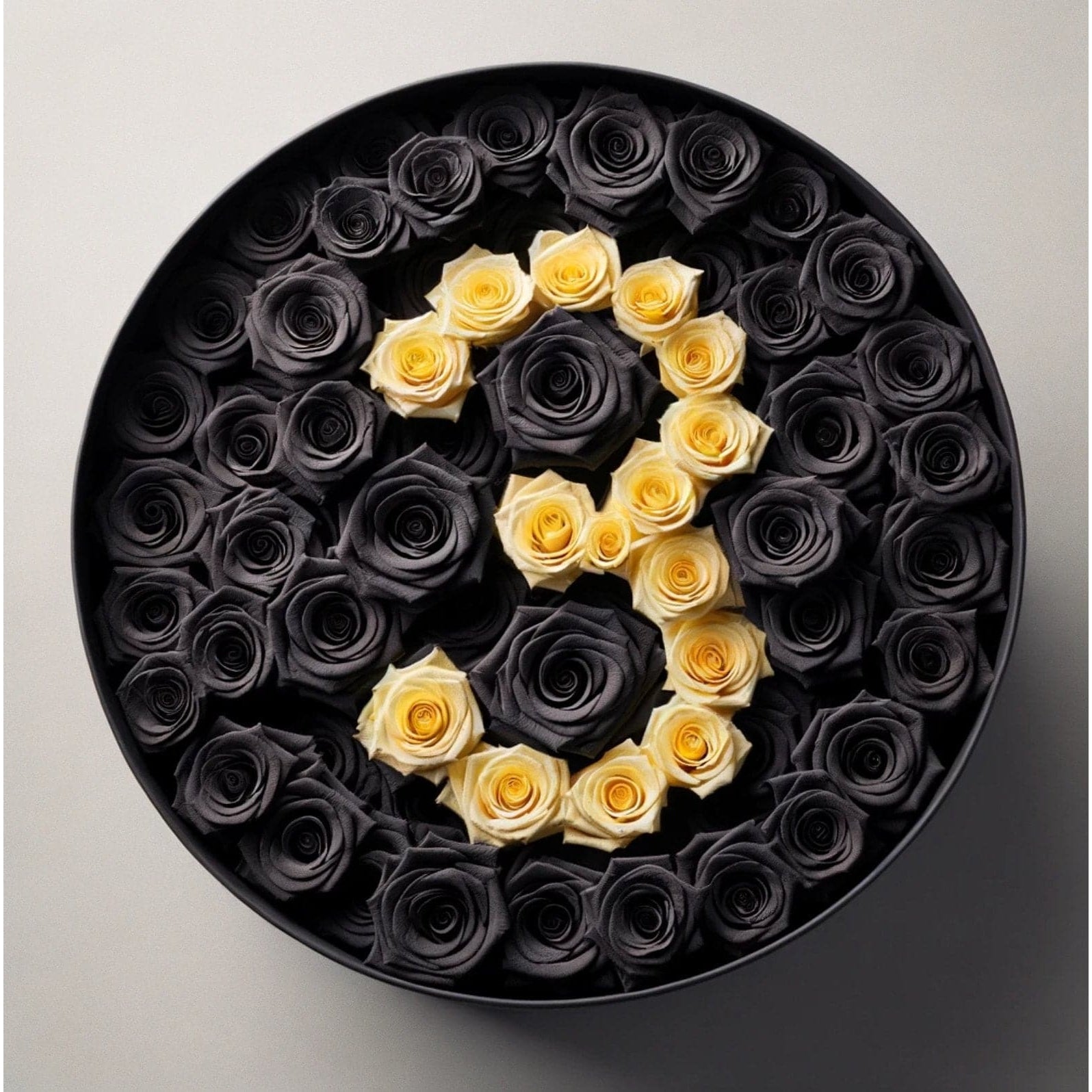 Eternal Elegance Number – Custom Black & Yellow Rose Arrangement - Imaginary Worlds