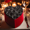 Black Forever Roses in Heart-Shaped Velvet Box - Imaginary Worlds