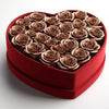 Bronze Forever Roses in Heart-Shaped Velvet Box. - Imaginary Worlds