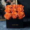 Customized Orange Infinity Roses Box with Photo - Navy Blue Box - Imaginary Worlds