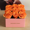 Customized Orange Infinity Roses Box with Photo - Pink Box - Imaginary Worlds