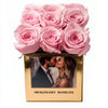 Customized Pink Infinity Roses Box with Photo - Gold Box - Imaginary Worlds