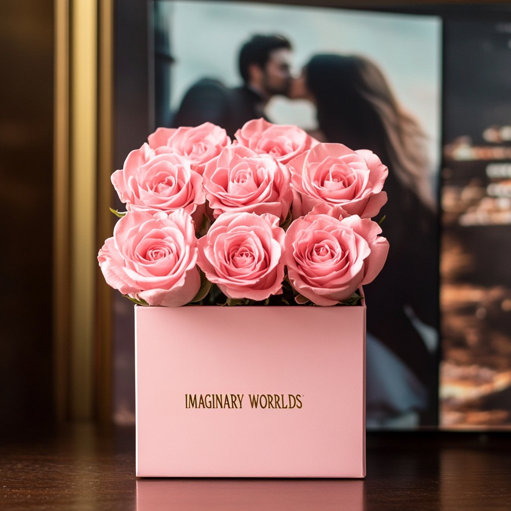 Customized Pink Infinity Roses Box with Photo - Pink Box - Imaginary Worlds