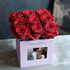 Customized Red Infinity Roses Box with Photo - Lavender Box - Imaginary Worlds