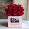 Customized Red Infinity Roses Box with Photo - Pink Box - Imaginary Worlds