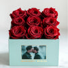 Customized Red Infinity Roses Box with Photo - Tiffany Blue Box - Imaginary Worlds