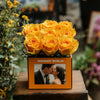 Customized Yellow Infinity Roses Box with Photo - Orange Box - Imaginary Worlds