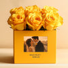 Customized Yellow Infinity Roses Box with Photo - Orange Box - Imaginary Worlds