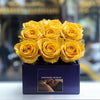 Customized Yellow Infinity Roses Box with Photo - Royal Purple Box - Imaginary Worlds