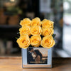 Customized Yellow Infinity Roses Box with Photo - Silver Box - Imaginary Worlds