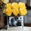 Customized Yellow Infinity Roses Box with Photo - Silver Box - Imaginary Worlds