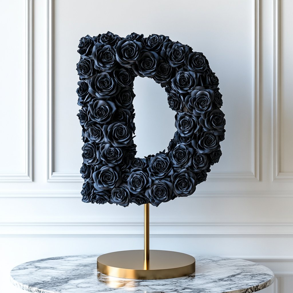 Demeter Black Rose Letter D Lamp - Imaginary Worlds