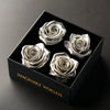 Elegant Silver Forever Roses in Black Velvet Box - Imaginary Worlds