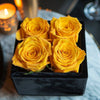 Ensemble of Yellow Forever Roses in Black Velvet Box - Imaginary Worlds