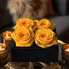 Ensemble of Yellow Forever Roses in Black Velvet Box - Imaginary Worlds