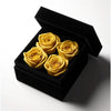 Ensemble of Yellow Forever Roses in Black Velvet Box - Imaginary Worlds