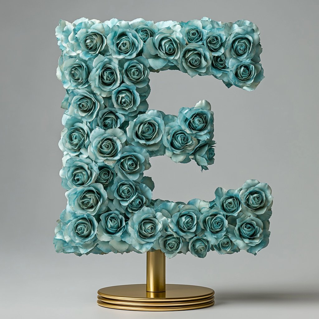 Eris Teal Rose Letter E Lamp - Imaginary Worlds