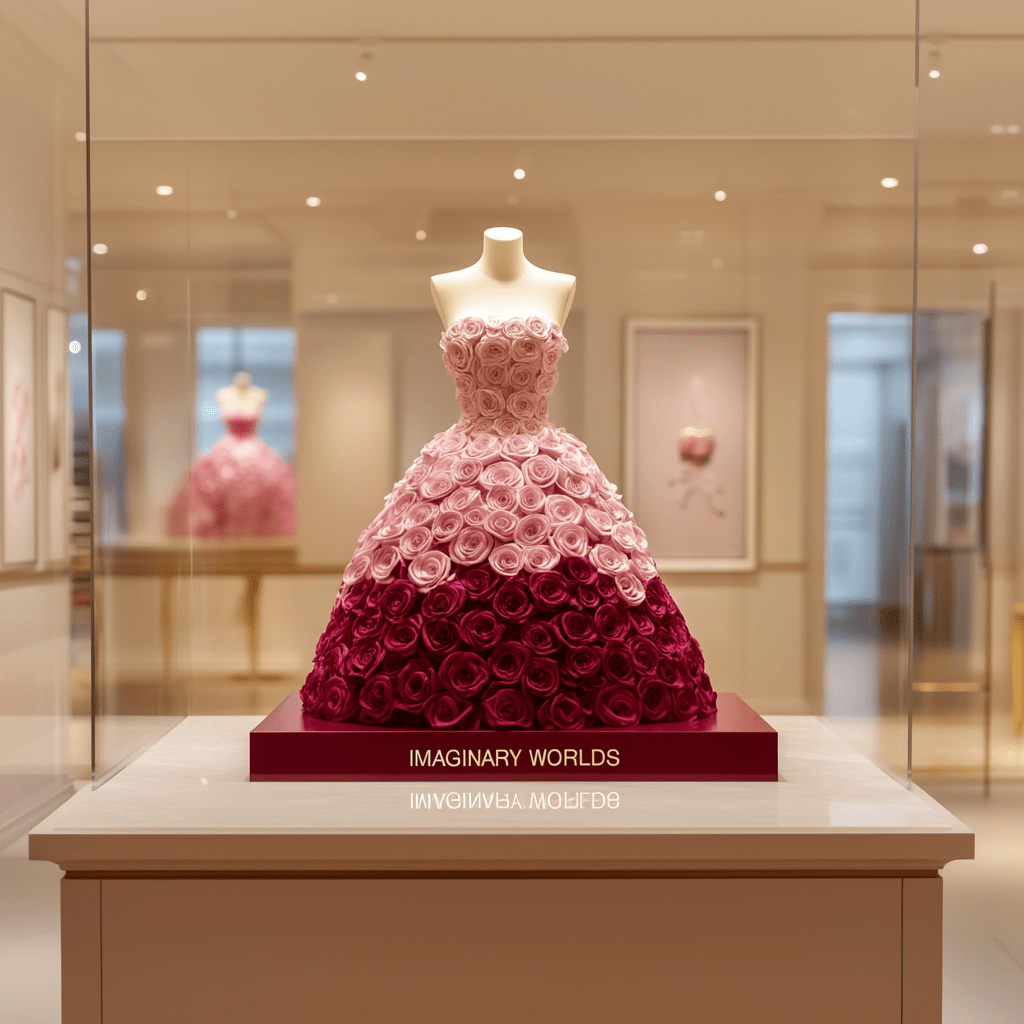 Gradient Pink Rose Dress Sculpture - Imaginary Worlds