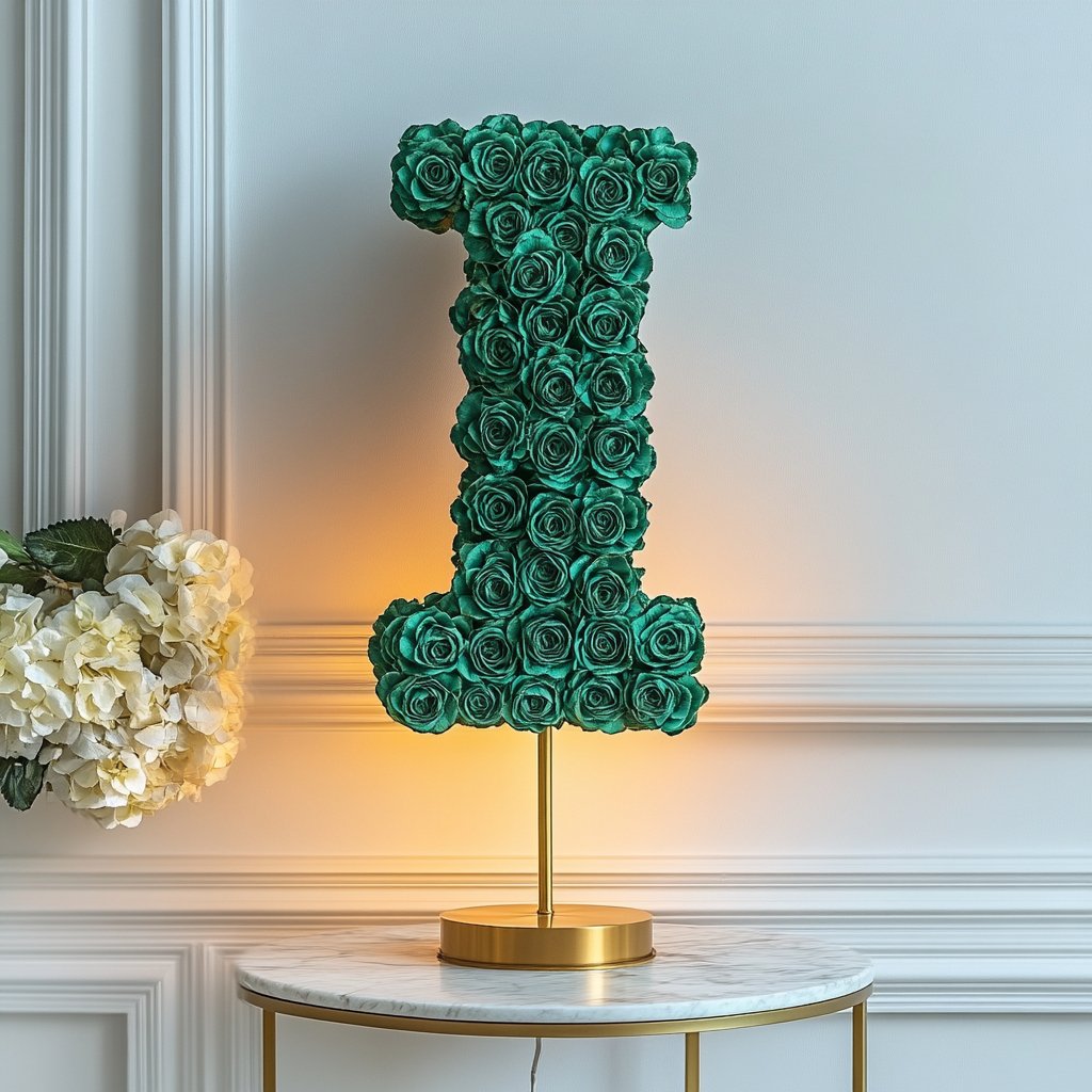 Iris Green Rose Letter I Lamp - Imaginary Worlds