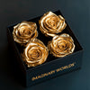 Luxurious Golden Forever Roses in Black Velvet Box - Imaginary Worlds