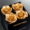 Luxurious Golden Forever Roses in Black Velvet Box - Imaginary Worlds