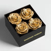 Luxurious Golden Forever Roses in Black Velvet Box - Imaginary Worlds