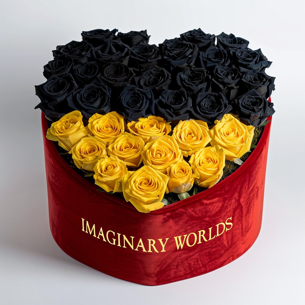 Midnight Sun Roses in Heart - Shaped Black Box - Imaginary Worlds