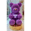 Purple Rose Bear with Neon "Marry Me" Message - Imaginary Worlds