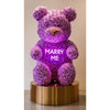 Purple Rose Bear with Neon "Marry Me" Message - Imaginary Worlds