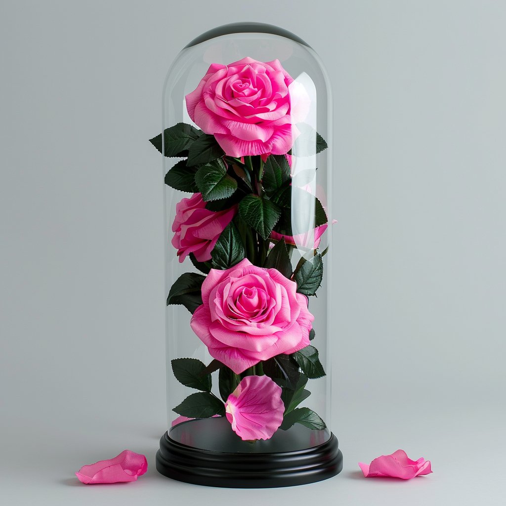 Quad Rose in Glass Dome - Imaginary Worlds