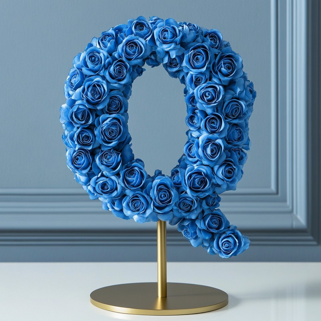 Quirinus Blue Rose Letter Q Lamp - Imaginary Worlds