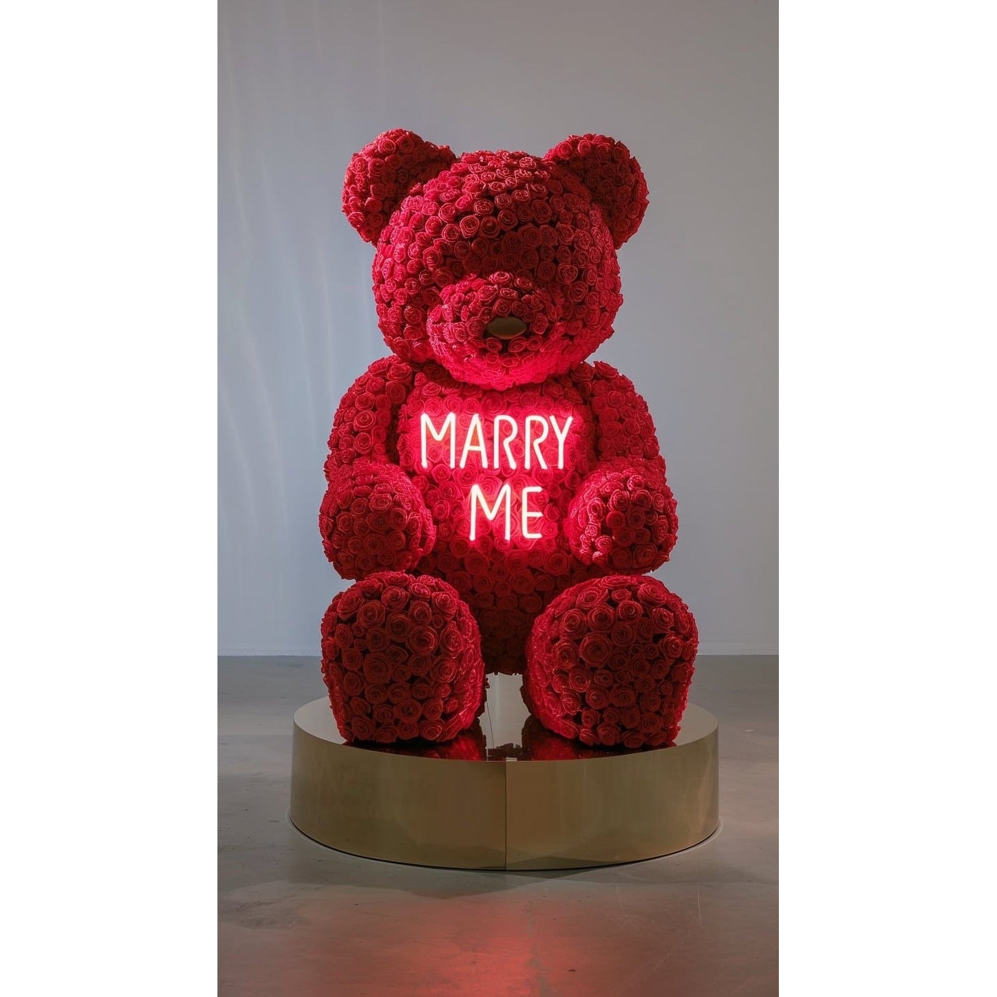 Red Rose Bear with Neon "Marry Me" Message - Imaginary Worlds