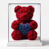 Red Rose Bear with Royal Blue Roses Heart - Imaginary Worlds