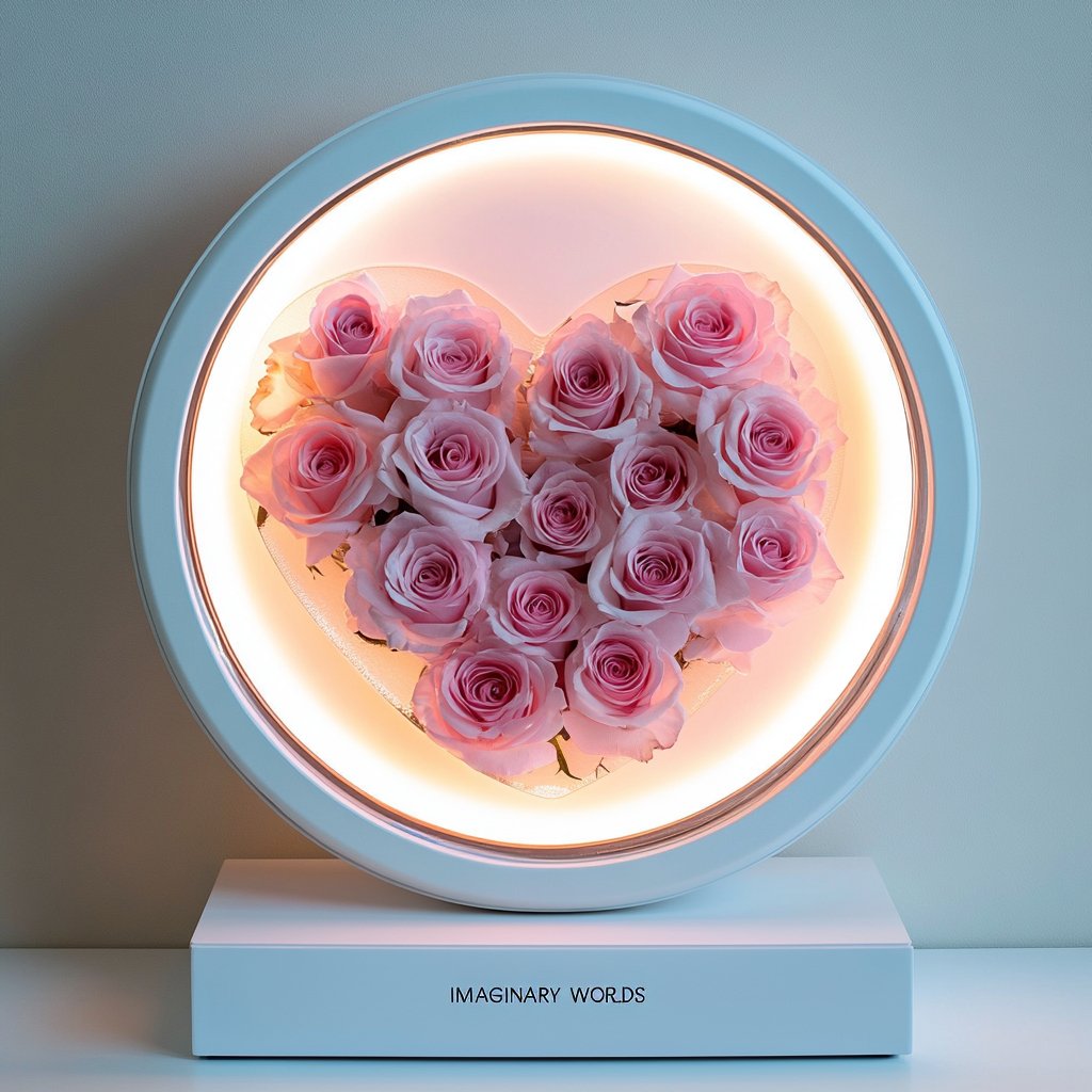 Round Pink Heart Flower Lamp - Imaginary Worlds