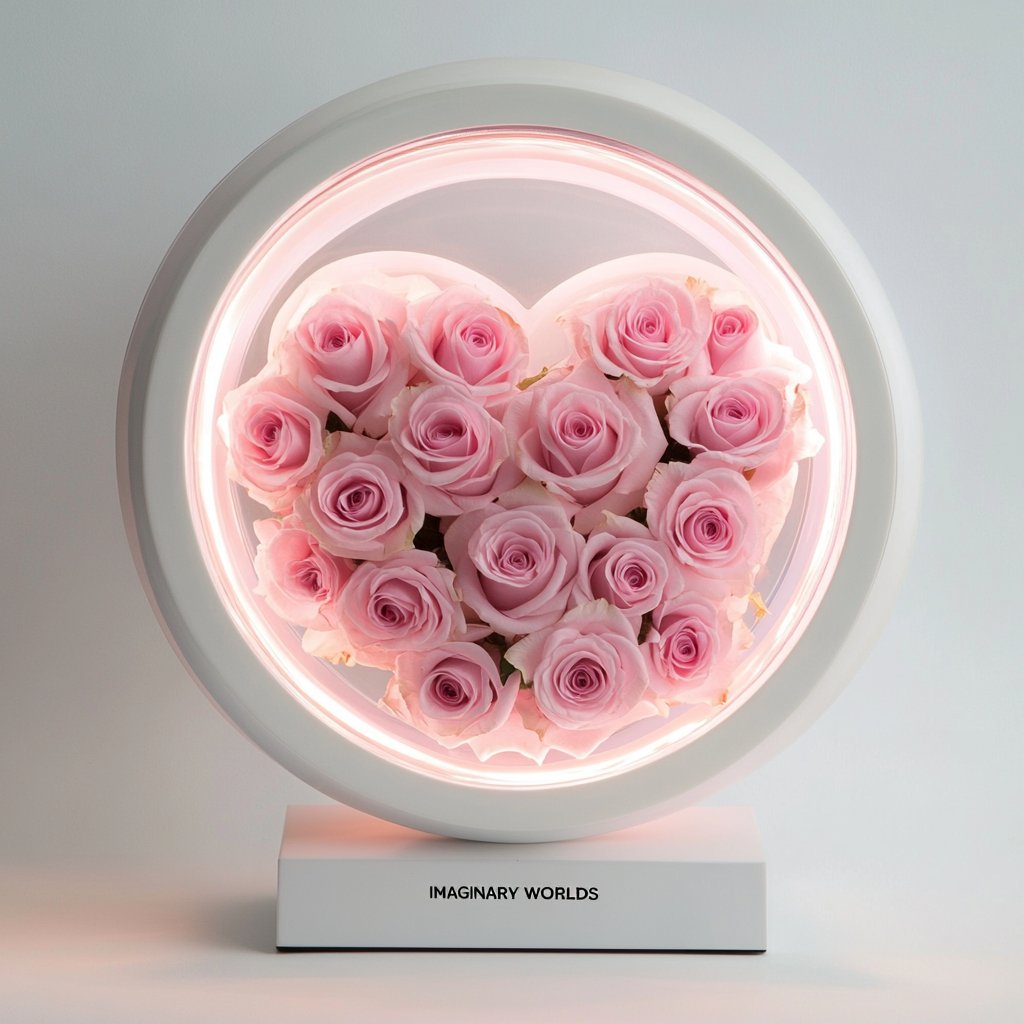 Round Pink Heart Flower Lamp - Imaginary Worlds