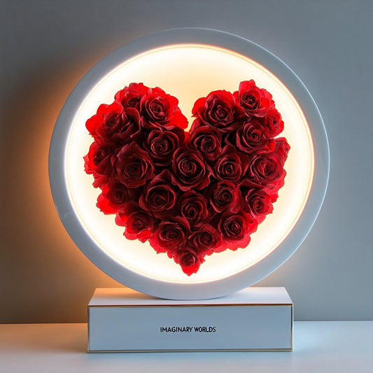 Round Red Heart Flower Lamp - Imaginary Worlds