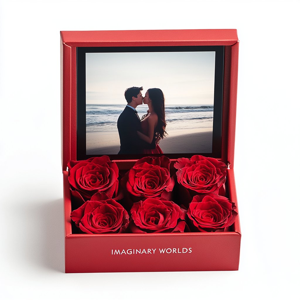 Six Forever Roses in a Box: Personalized Eternal Memories Rose Box - Imaginary Worlds