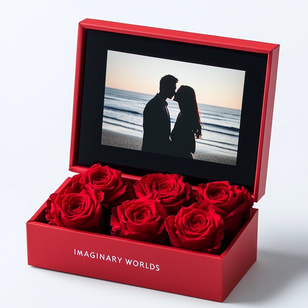 Six Forever Roses in a Box: Personalized Eternal Memories Rose Box - Imaginary Worlds