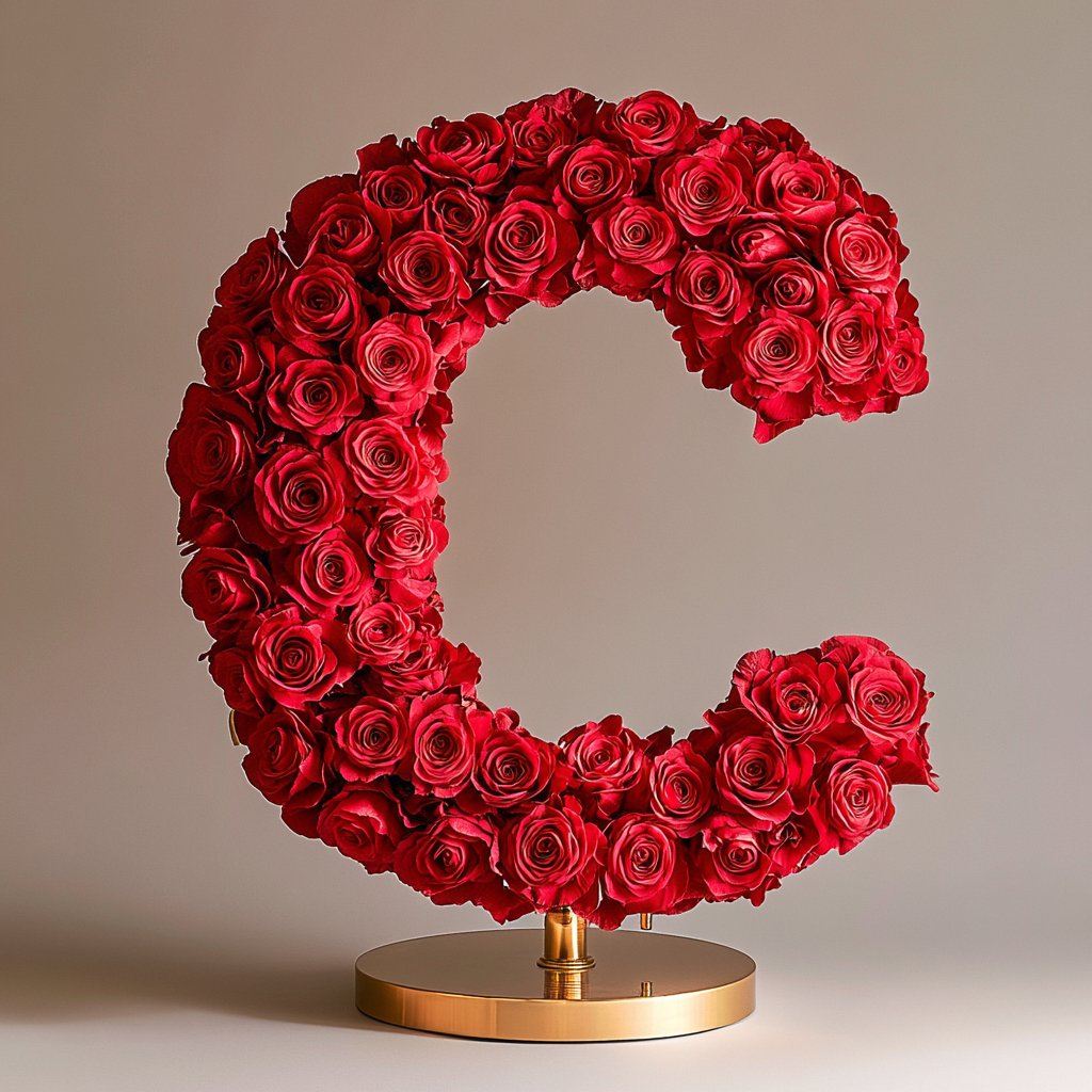 Standing Red Rose Letter C Lamp - Imaginary Worlds