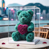 Teal Rose Bear with Magenta Roses Heart - Imaginary Worlds