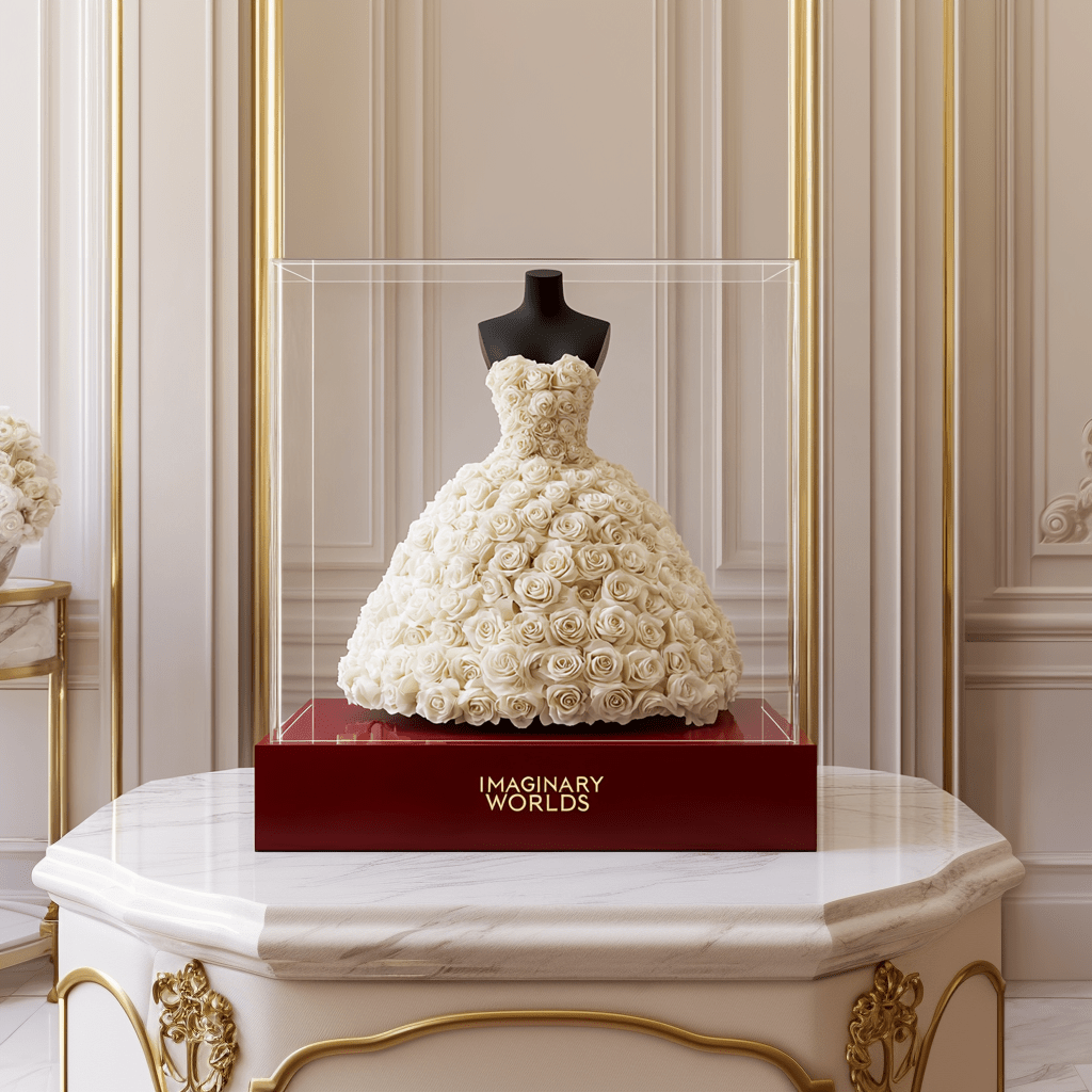 White Rose Dress Sculpture - Imaginary Worlds